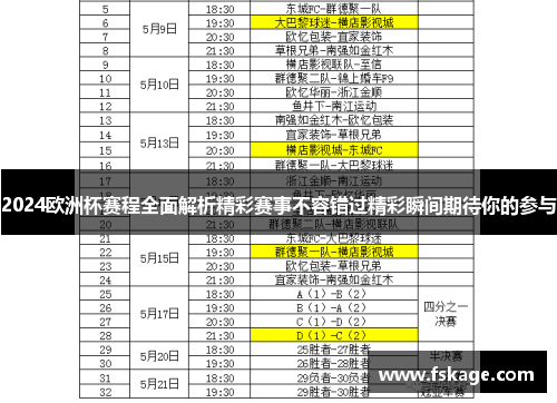 2024欧洲杯赛程全面解析精彩赛事不容错过精彩瞬间期待你的参与